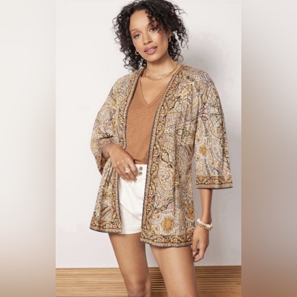 Cleobella Kaleidoscope Bohemian Paisley open front Kimono Evereve Medium Large - Picture 1 of 13
